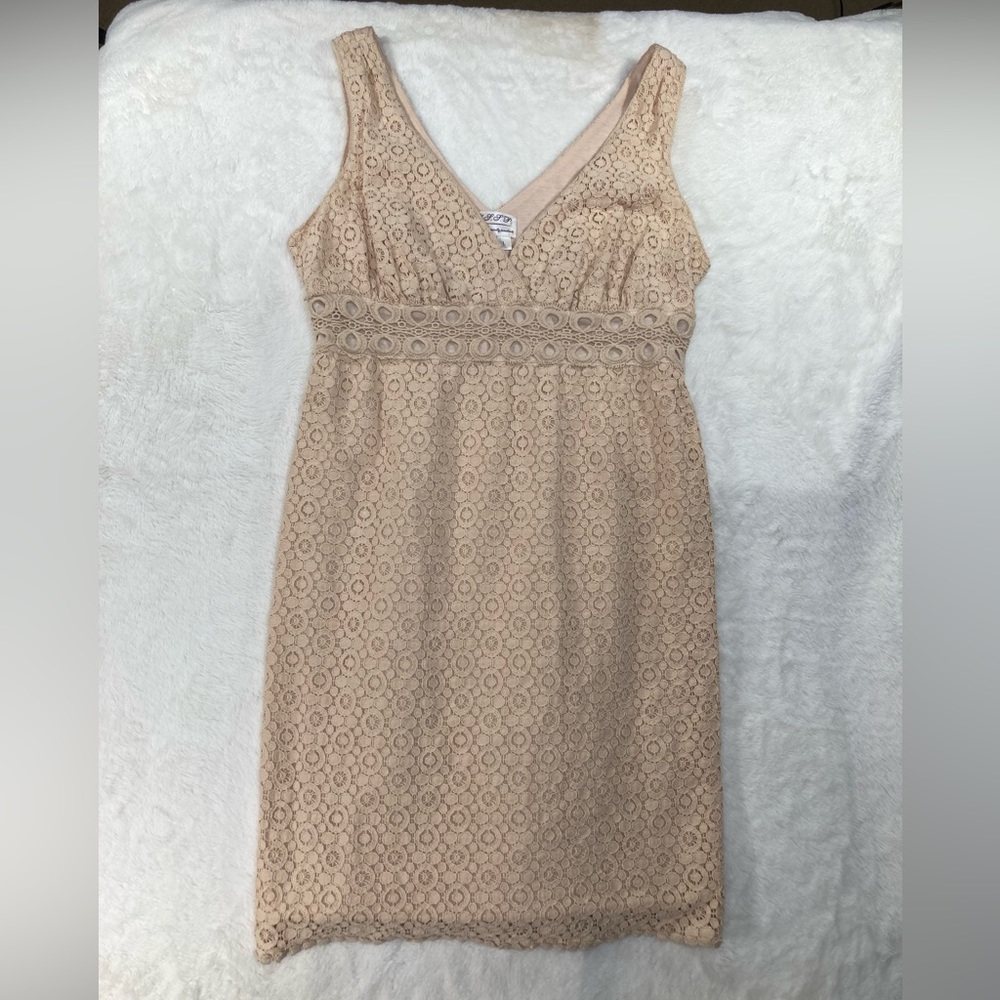 MSSP Max Studio women's beige crochet sleeveless dress Sz L